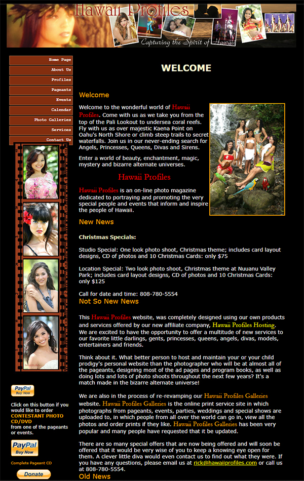 Hawaii Profiles™ last website using GoDaddy's Website Tonight August 16, 2008